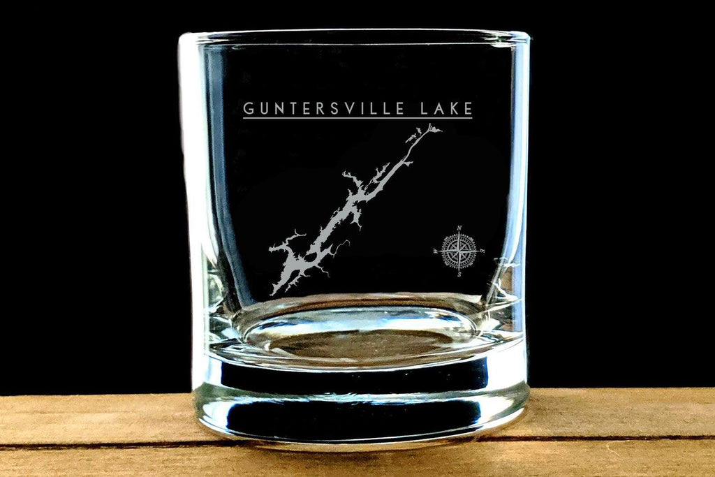 Guntersville Lake Laser Etched Wisky Glass - Houseboat Kings