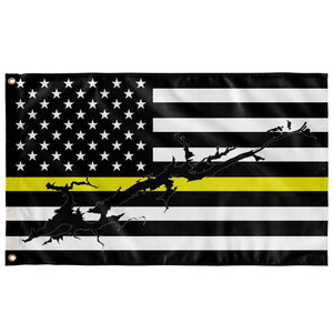 Guntersville Lake Thin Yellow Line American Boat Flag Wall Art 