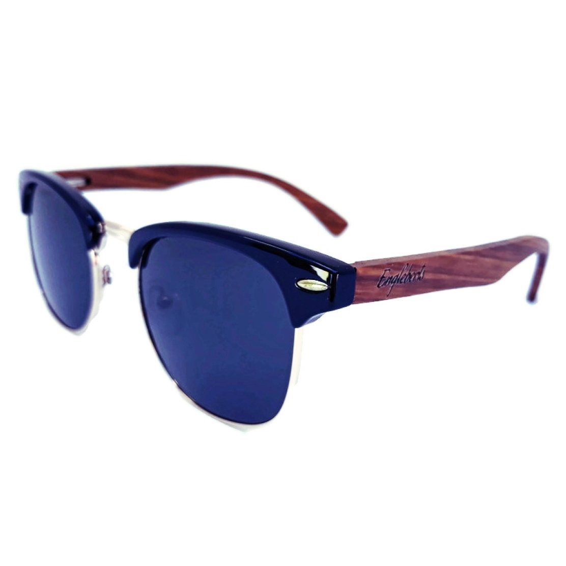 Handcrafted Walnut Wood Club Style Sunglasses With Bamboo Case, Sunglasses 