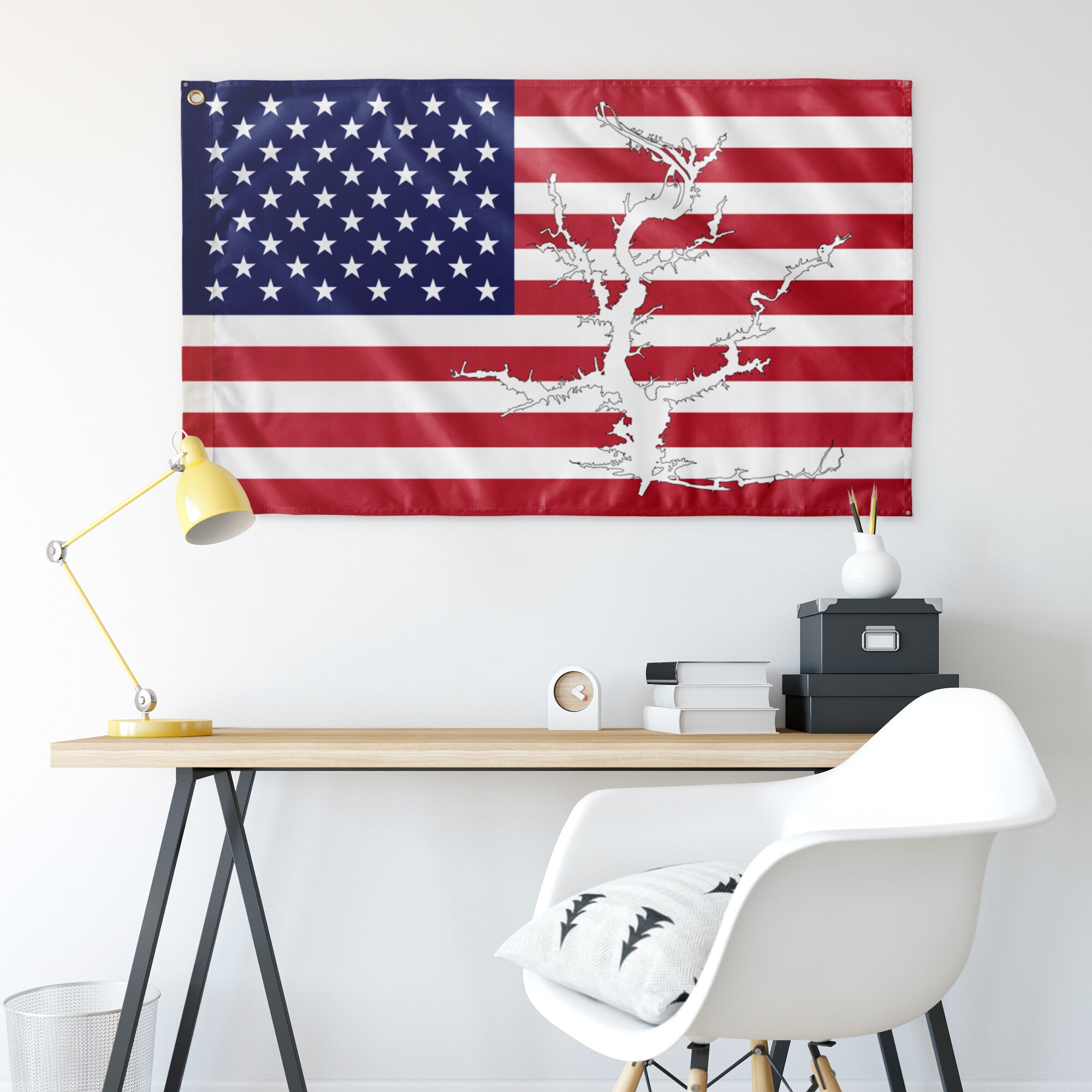 High Rock Lake Red, White & Blue American Boat Flag Wall Art 