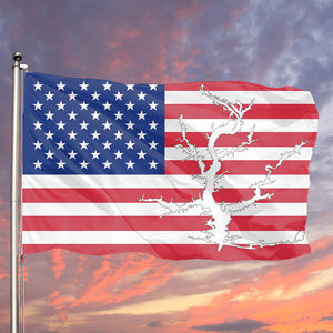High Rock Lake Red, White & Blue American Boat Flag Wall Art Single Sided - 36"x60" 