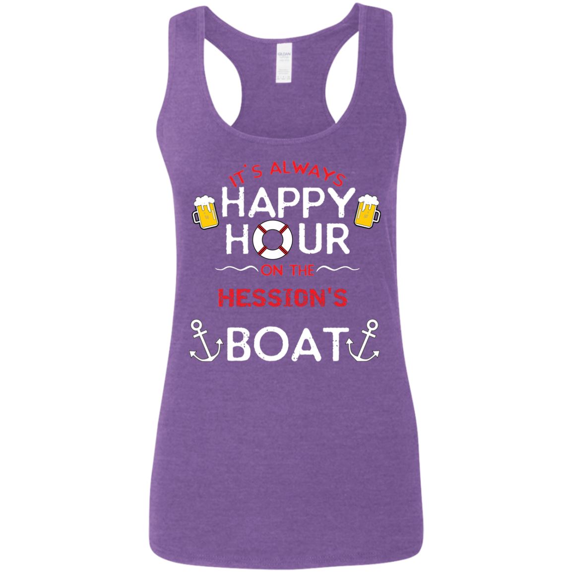 It's Always Happy Hour Art File_Hession's G645RL Ladies' Softstyle Racerback Tank - Houseboat Kings