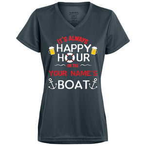 It's Always Happy Hour On Your Boat 1790 Ladies' Wicking T-Shirt - Houseboat Kings