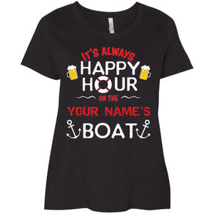 It's Always Happy Hour On Your Boat 3804 Ladies' Curvy T-Shirt - Houseboat Kings