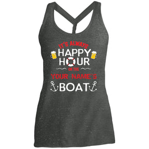 It's Always Happy Hour On Your Boat DM466 Ladies' Cosmic Twist Back Tank - Houseboat Kings