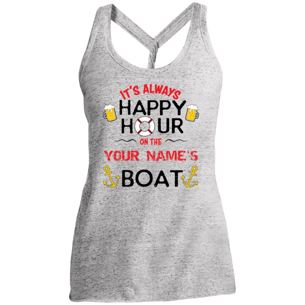 It's Always Happy Hour On Your Boat Ladies' Ultra Premium Cosmic Twist Back Tank (Made in the USA 🇺🇸) - Houseboat Kings