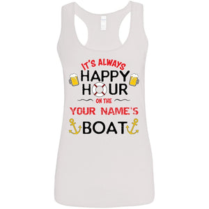 It's Always Happy Hour On Your Boat G645RL Ladies' Softstyle Racerback Tank - Houseboat Kings