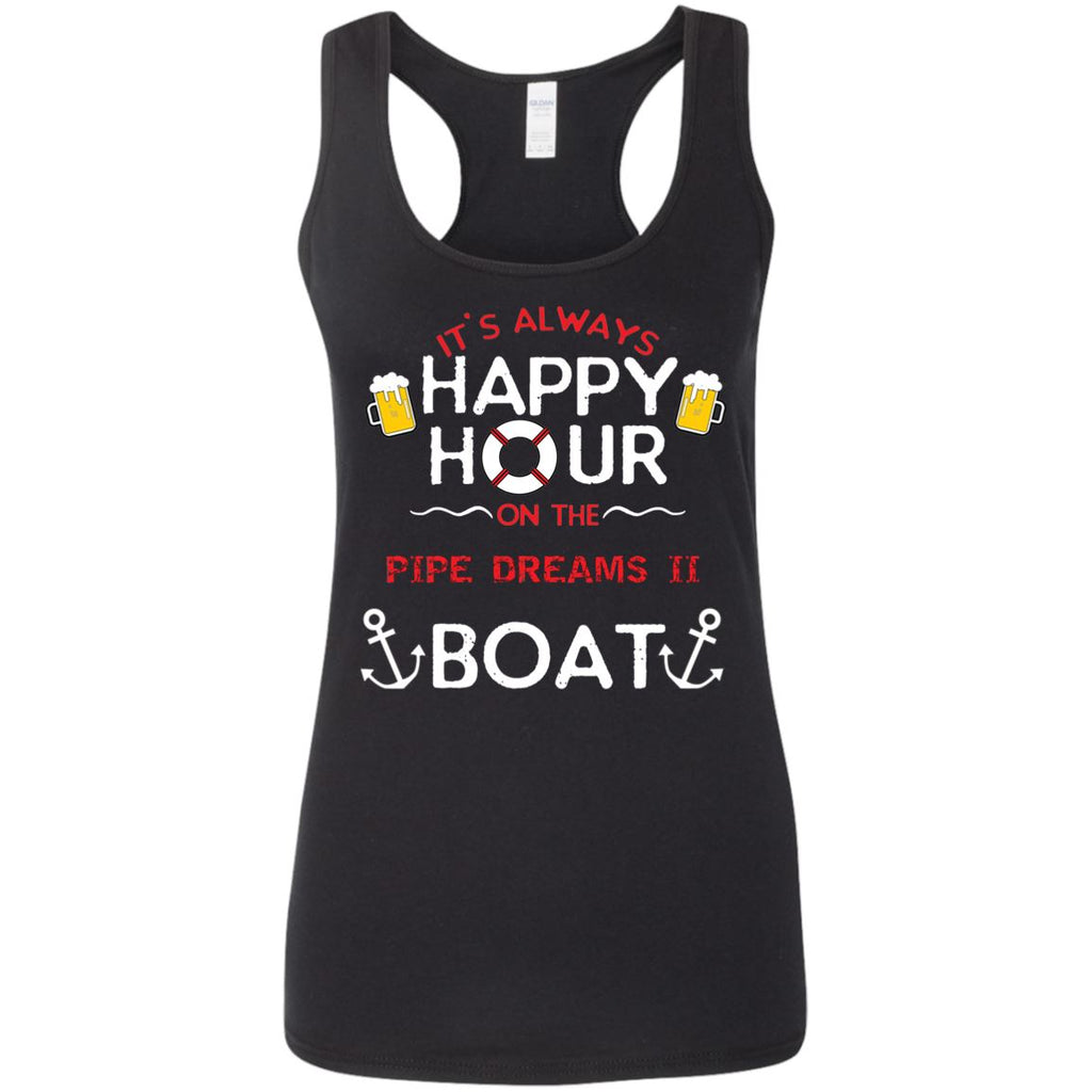 It's Always Happy Hour Pipe Dreams II Apparel G645RL Ladies' Softstyle Racerback Tank Black S