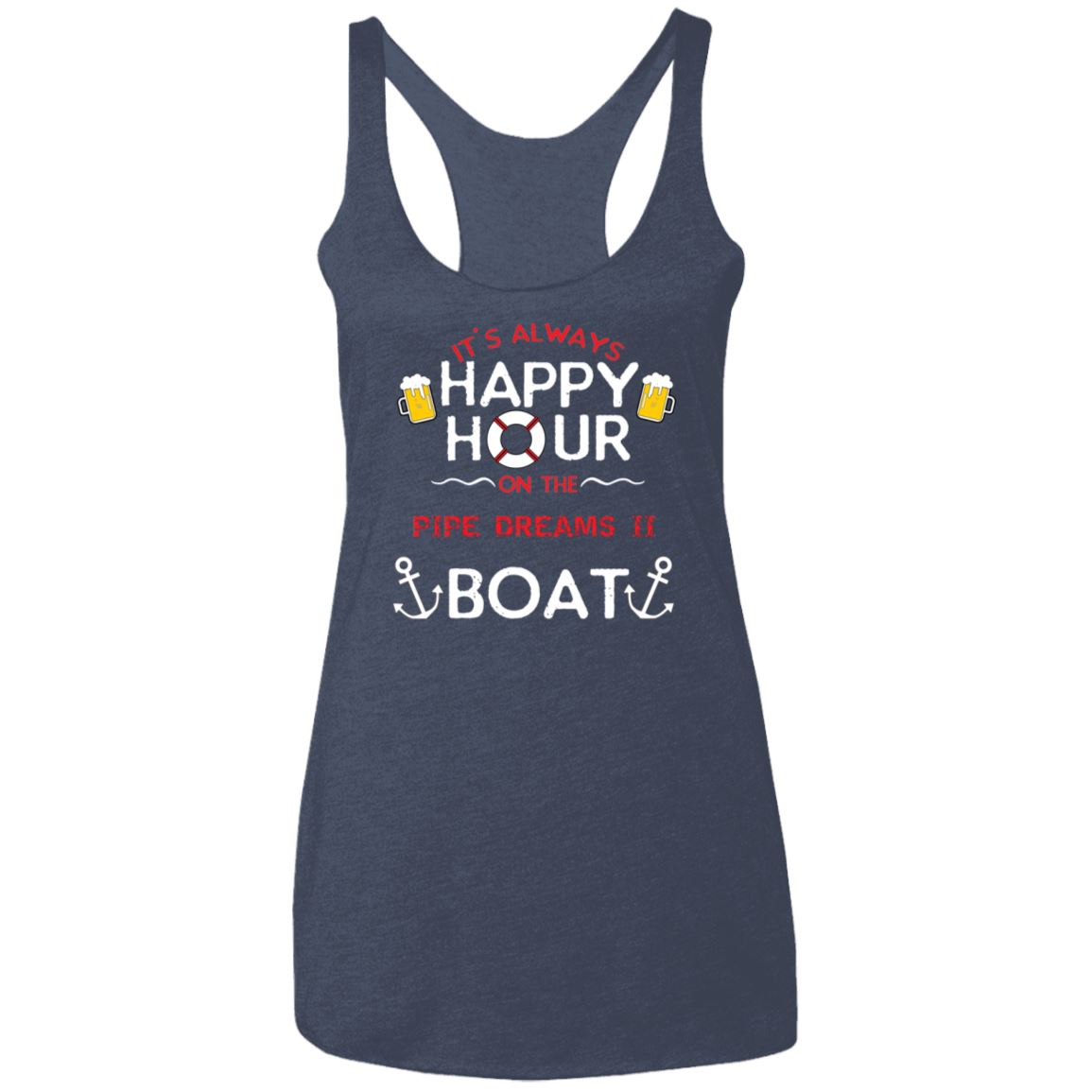It's Always Happy Hour Pipe Dreams II Apparel NL6733 Ladies' Triblend Racerback Tank Vintage Navy X-Small