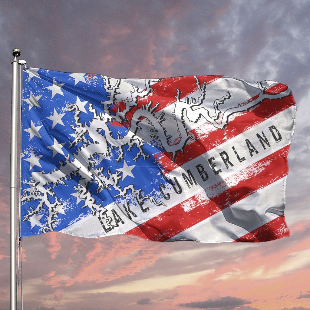 Lake Cumberland American Flag Boat Flag - Houseboat Kings
