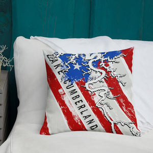 Lake Cumberland American Flag | Premium Pillow Case w/ stuffing - Houseboat Kings