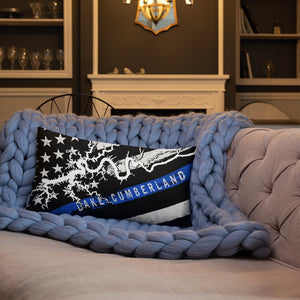 Lake Cumberland American Flag | Thin Blue Line | Premium Pillow Case w/ stuffing - Houseboat Kings