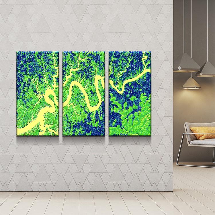 Lake Cumberland Art From Space | Artistic Green | Gallery Quality Canvas Wrap - Houseboat Kings