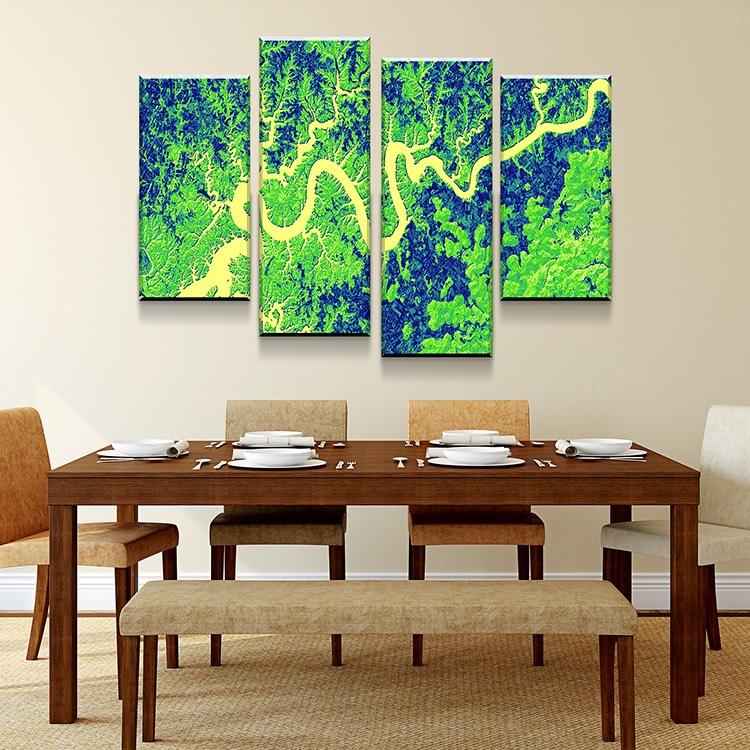 Lake Cumberland Art From Space | Artistic Green | Gallery Quality Canvas Wrap - Houseboat Kings