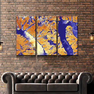 LAKE CUMBERLAND ART FROM SPACE | CLASSY BLUE AND GOLD | GALLERY CANVAS WRAP - Houseboat Kings
