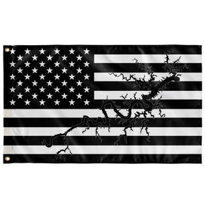 Lake Cumberland Black & White American Boat Flag Wall Art 