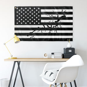 Lake Cumberland Black & White American Boat Flag Wall Art 