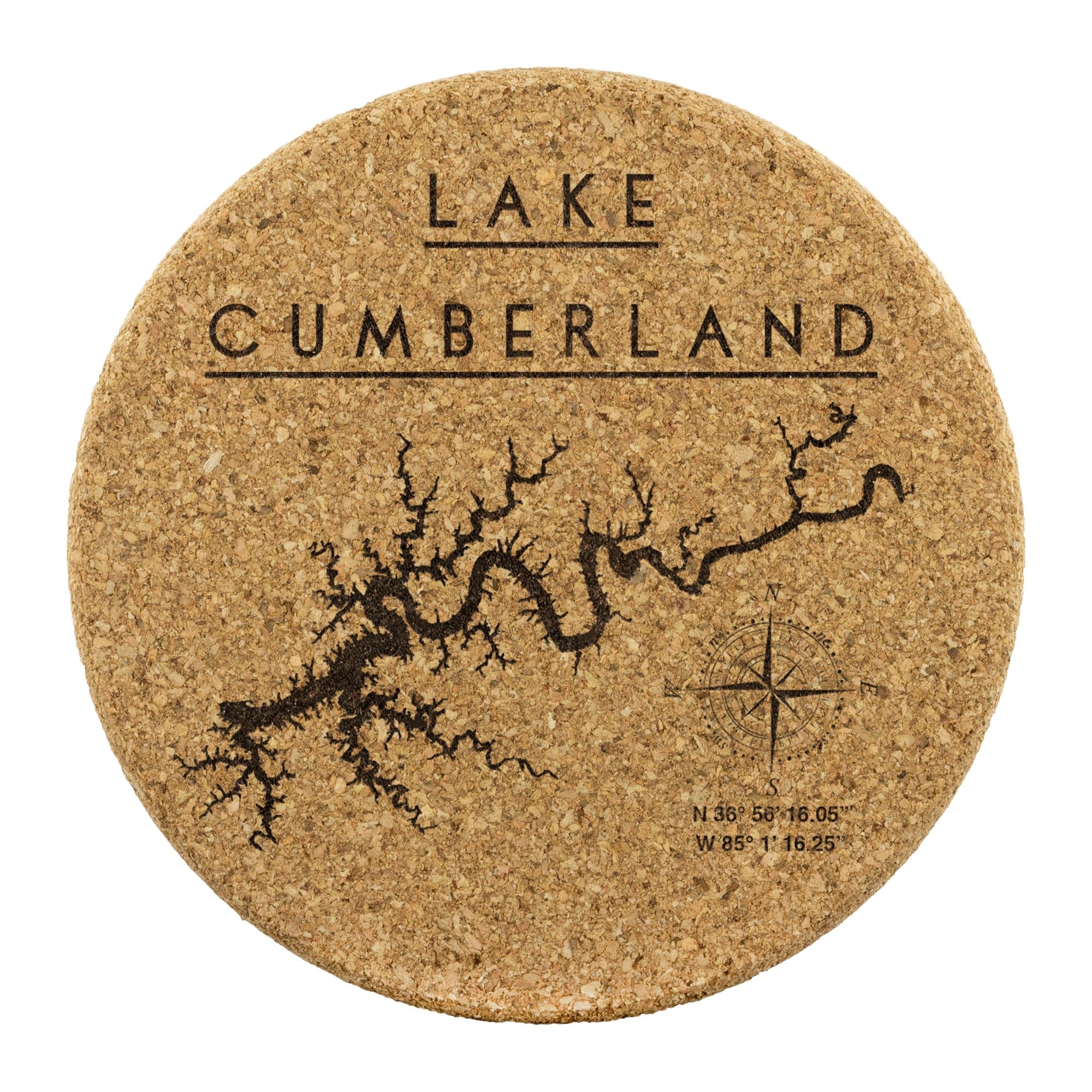 Lake Cumberland Cork Coaster | Laser Etched | 4-Pack | Lake Gift - Houseboat Kings