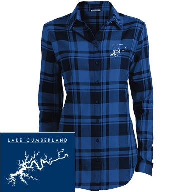 Lake Cumberland Embroidered Ladies' Plaid Flannel Tunic - Houseboat Kings