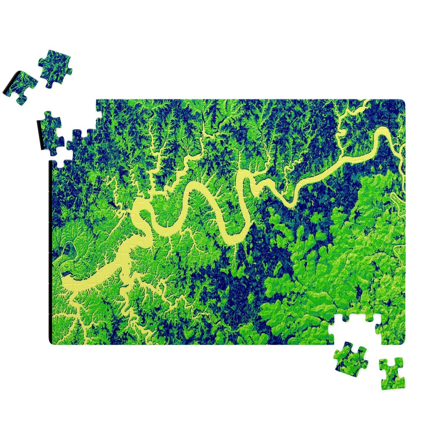 Lake Cumberland From Space - Green jigsaw puzzle Jigsaw Puzzle - AOP 120pcs - 11.5" x 8" / 29.3cm x 20.3cm 