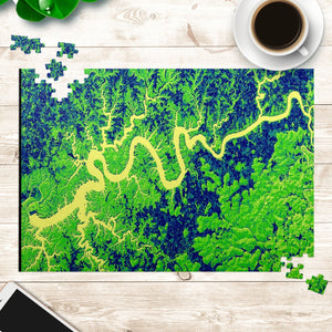 Lake Cumberland From Space - Green jigsaw puzzle Jigsaw Puzzle - AOP 