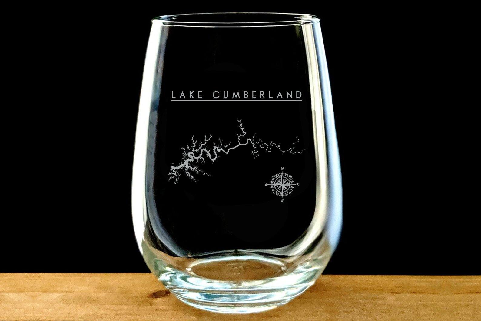 Lake Cumberland Laser Etched Stemless Wine Glass - Houseboat Kings