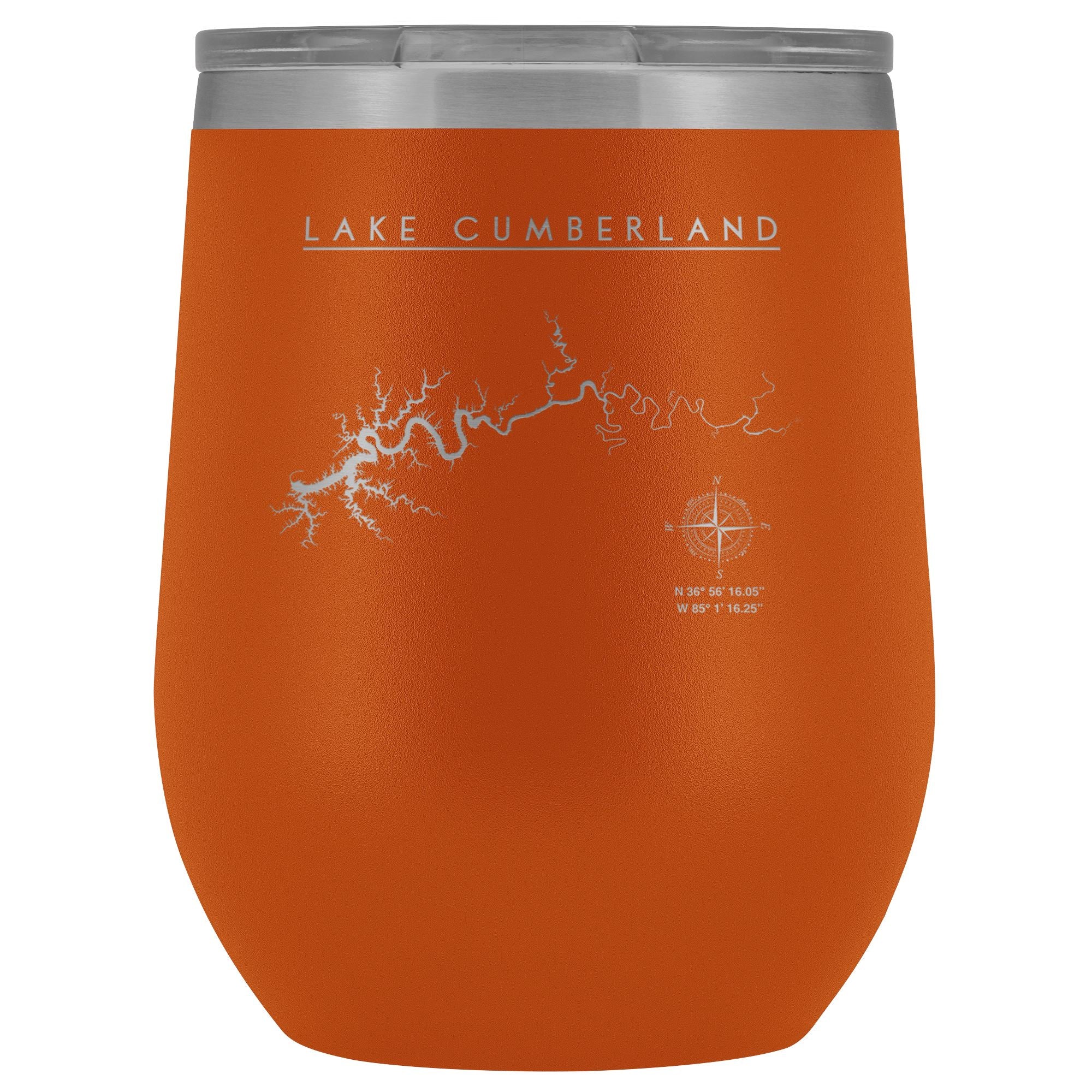 Lake Cumberland Wine Tumbler | Laser Etched | Extended Lake Map | Lake Gift | Wedding Gift - Houseboat Kings