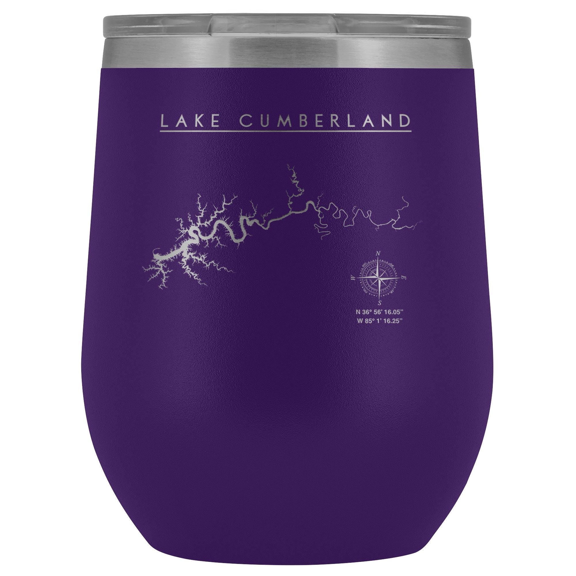 Lake Cumberland Wine Tumbler | Laser Etched | Extended Lake Map | Lake Gift | Wedding Gift - Houseboat Kings