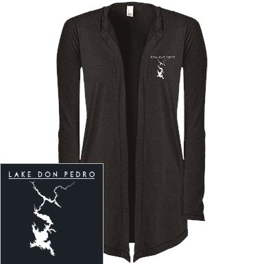Lake Don Pedro Embroidered Women's Hooded Cardigan - Houseboat Kings