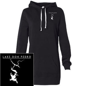 Lake Don Pedro Embroidered Women's Hooded Pullover Dress - Houseboat Kings