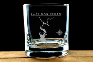 Lake Don Pedro Laser Etched Wisky Glass - Houseboat Kings