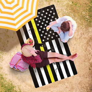 Lake Don Pedro Oversized Beach Towel - Thin Yellow Line – Personalized Freeform Beach Towel - AOP 