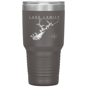 Lake Lanier 30oz Insulated Lake Tumbler | Laser Etched | Lake Gift | Wedding Gift Tumblers Pewter 