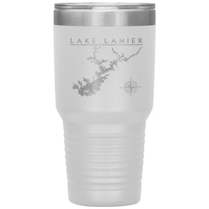Lake Lanier 30oz Insulated Lake Tumbler | Laser Etched | Lake Gift | Wedding Gift Tumblers White 