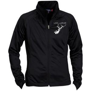 Lake Lanier Embroidered Ladies' Raglan Sleeve Jacket Jackets Black/Black X-Small 