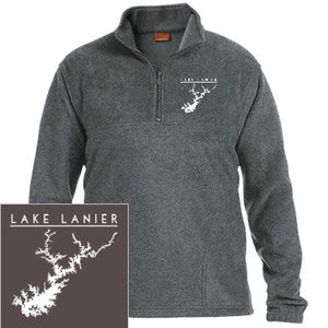 Lake Lanier Embroidered Men's 1/4 Zip Fleece Pullover - Houseboat Kings