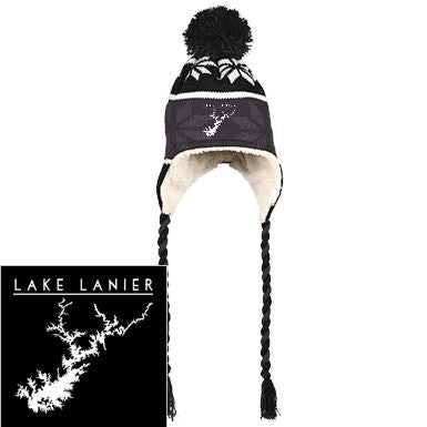 Lake Lanier Embroidered Peruvian Hat with Ear Flaps and Braids - Houseboat Kings