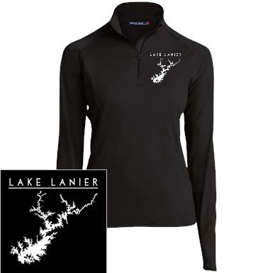 Lake Lanier Embroidered Sport-Tek Women's 1/2 Zip Performance Pullover | Thumb Holes - Houseboat Kings