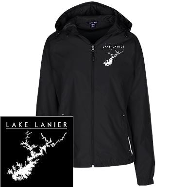 Lake Lanier Embroidered Sport-Tek Women's Jersey-Lined Hooded Windbreaker - Houseboat Kings