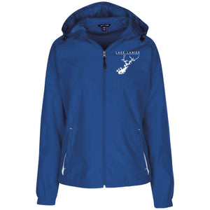 Lake Lanier Embroidered Sport-Tek Women's Jersey-Lined Hooded Windbreaker - Houseboat Kings