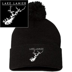 Lake Lanier Embroidered Sportsman Pom Pom Knit Cap - Houseboat Kings
