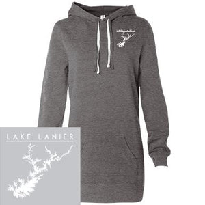 Lake Lanier Embroidered Women's Hooded Pullover Dress - Houseboat Kings