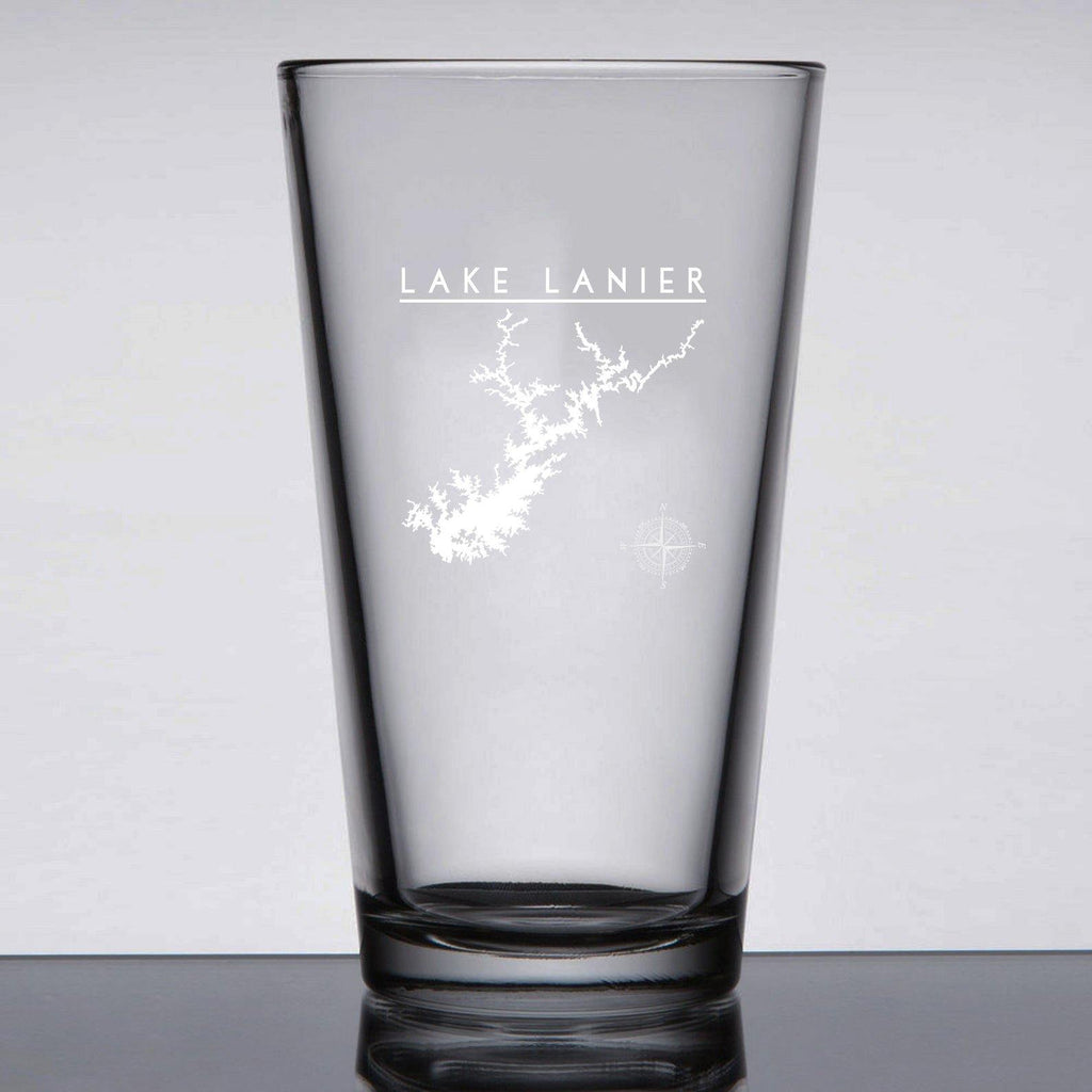 Lake Lanier Laser Etched Beer Pint Glass - Houseboat Kings