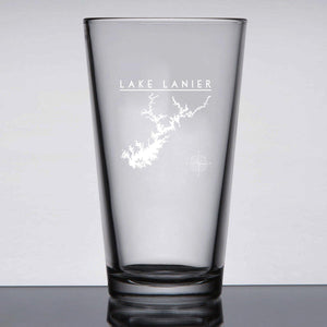 Lake Lanier Laser Etched Beer Pint Glass - Houseboat Kings