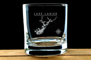 Lake Lanier Laser Etched Wisky Glass - Houseboat Kings