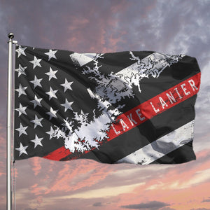 Lake Lanier Thin Red Line American Flag - Houseboat Kings