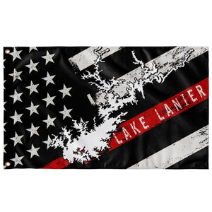 Lake Lanier Thin Red Line American Flag - Houseboat Kings