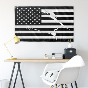 Lake McClure Black & White American Boat Flag Wall Art 