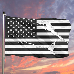 Lake McClure Black & White American Boat Flag Wall Art Single Sided - 36"x60" 