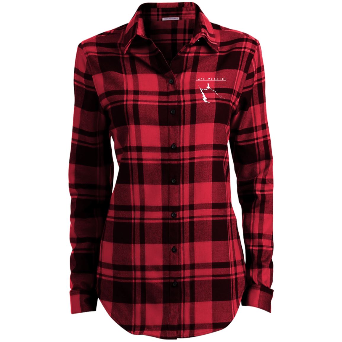 Lake McClure Embroidered Ladies' Plaid Flannel Tunic - Houseboat Kings